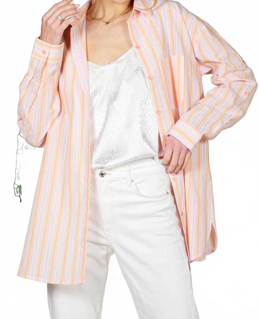 NEW VINE & LOVE women's portside stripe shirt in orange